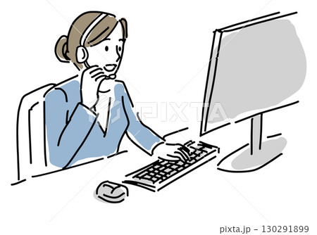 カスタマーサービスの女性オペレーターイラスト 130291899
