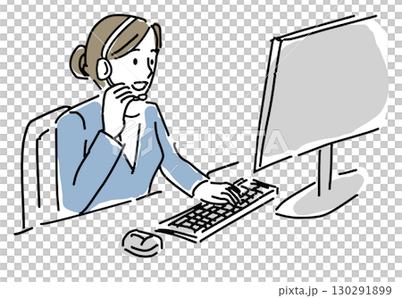 客服女接線生插畫 130291899