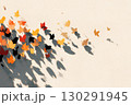 秋の落ち葉が風に舞う幻想的なテクスチャー 130291945