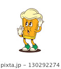 Worried Cartoon Beer Glass Character With Foam Looking Up And Saying Oh Expression 130292274