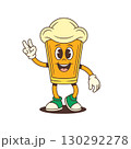 Happy Cartoon Beer Glass Character Smiling Cheerfully And Showing Peace Hand Sign Vector Illustration 130292278