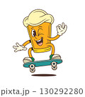 Smiling Cartoon Beer Glass Character Jumping On Skateboard And Winking With Ok Gesture 130292280