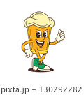 Happy Yellow Cartoon Beer Glass Mascot Smiling And Showing Thumbs Up With Left Hand Vector Illustration 130292282