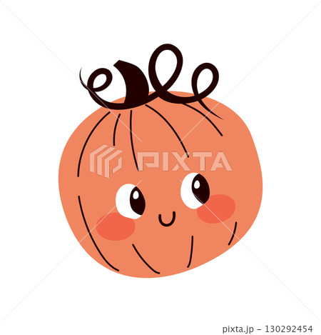 Cute And Cheerful Pumpkin Design Element Isolated On White Background For Fall Season Or Halloween Designs 130292454