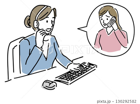 顧客とオンラインで会話する女性オペレーター 130292582