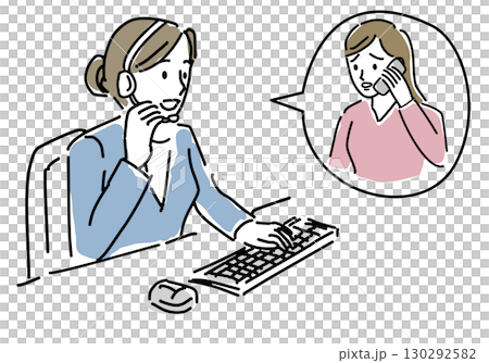 顧客とオンラインで会話する女性オペレーター 130292582