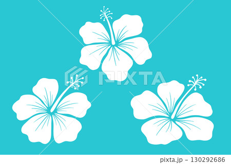 Hibiscus flower vector silhouette, floral illustration, summer hawaiian plant Hibiscus flower vector silhouette, floral illustration, summer hawaiian plant 130292686