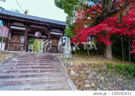 紅葉に包まれる宝積寺の仁王門 130292811