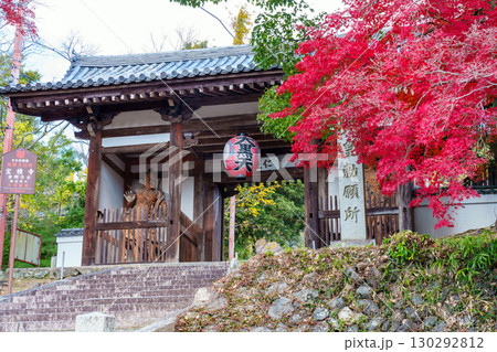 紅葉に包まれる宝積寺の仁王門 130292812
