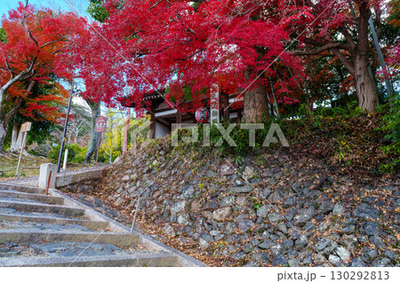 紅葉に包まれる宝積寺の仁王門 130292813