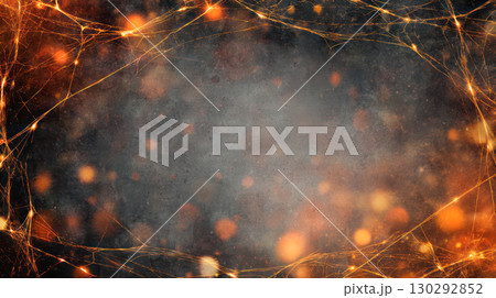 Abstract Halloween background with glowing orange lights and dark textures, creating a spooky atmosphere perfect for seasonal designs and projects 130292852