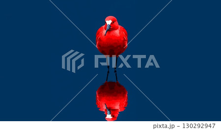 赤と青の世界、神秘的な鳥の姿を捉えた幻想的なイラスト 赤と青の世界、神秘的な鳥の姿を捉えた幻想的なイラスト 130292947