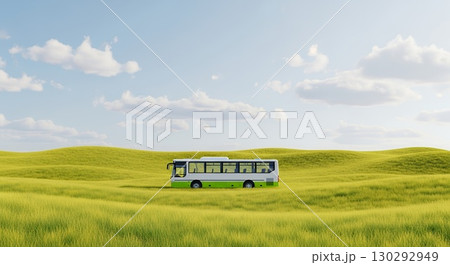 環境に優しい未来の旅、クリーンなエネルギーで走るバスのコンセプト 環境に優しい未来の旅、クリーンなエネルギーで走るバスのコンセプト 130292949