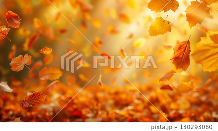 Falling autumn golden and red leaves blurred background Falling autumn golden and red leaves blurred background 130293080