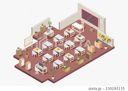Isometric school room 130293135