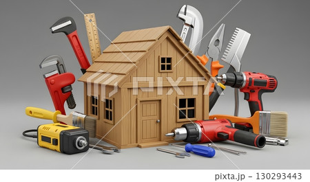 tools and toolbox on black background 130293443