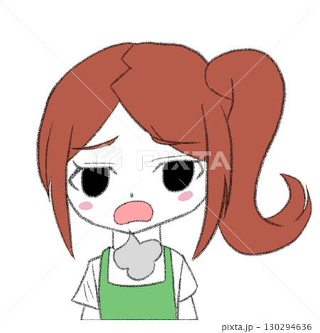 溜息するエプロンを着た女の子 溜息するエプロンを着た女の子 130294636