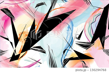 Abstract wavy lines. Beautiful seamless watercolor textured pattern  130294768