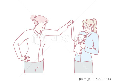 Furious businesswoman shout lecture unhappy employee 130294833