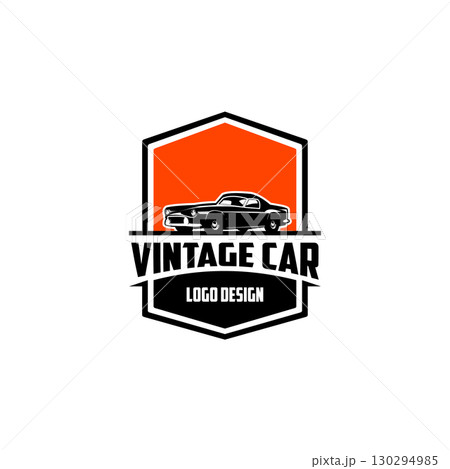 Hodrod Car logo design. Emblem concept, Black and white isolated vector. 130294985