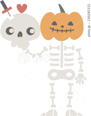 happy halloween holiday festival with skeleton, flat png illustration cartoon character design 130295332