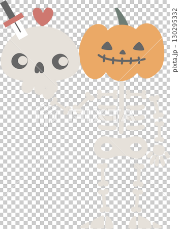happy halloween holiday festival with skeleton, flat png illustration cartoon character design 130295332