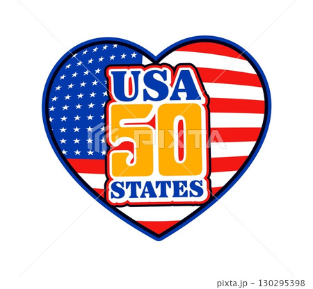 USA 50 states vintage Y2K sticker or patch. American nation country retro vector sticker, USA travel heart shaped label. United States of America flag colors Y2K tag or patch with stars and stripes USA 50 states vintage Y2K sticker or patch. American nation country retro vector sticker, USA travel heart shaped label. United States of America flag colors Y2K tag or patch with stars and stripes 130295398