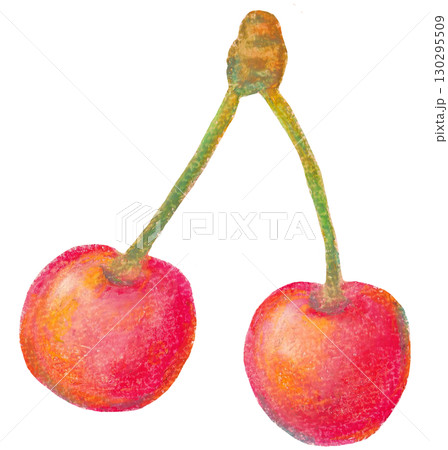 さくらんぼのイラスト オイルパステル画 130295509