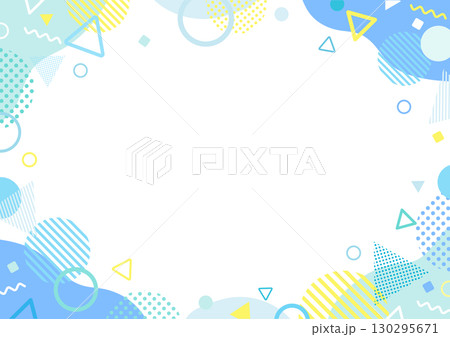 カラフルな幾何学模様のメンフィス風フレーム背景イラスト カラフルな幾何学模様のメンフィス風フレーム背景イラスト 130295671