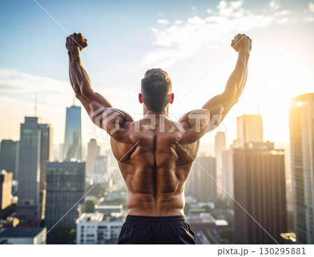 地位と名声を手に入れた男性　成功　勝利　達成 130295881