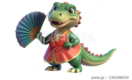 Giganotosaurus on the Chinese theme, isolated on a transparent background PNG, full size, cute cartoon. Giganotosaurus on the Chinese theme, isolated on a transparent background PNG, full size, cute cartoon. 130296030