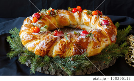 Festive Roscón de Reyes Pastry 130296112