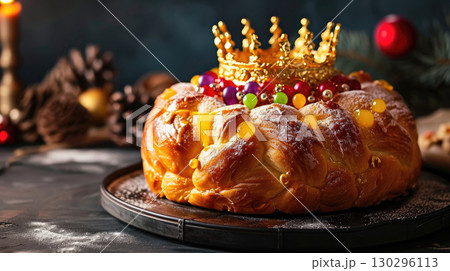 Festive Roscón de Reyes Pastry 130296113