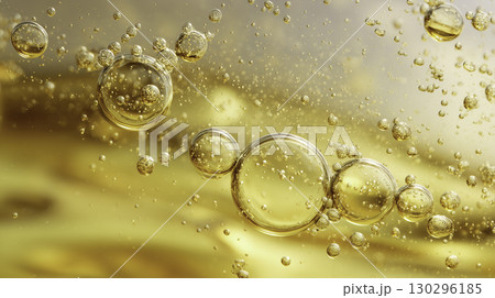 Golden Oil Bubbles Macro. High quality HD footage 130296185