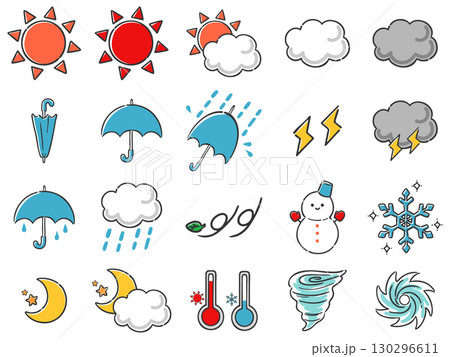 天気アイコンのベクターイラストセット 130296611