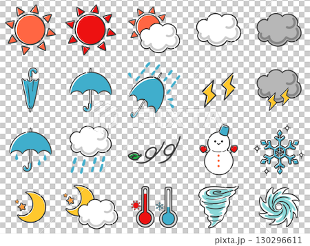 天気アイコンのベクターイラストセット 130296611