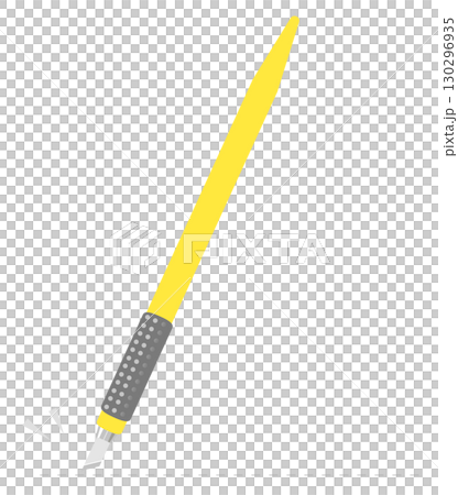 黄色いデザインナイフと点線のイラスト 130296935