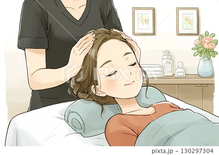 美優シリーズ：絵本調マッサージを受ける女性  130297304