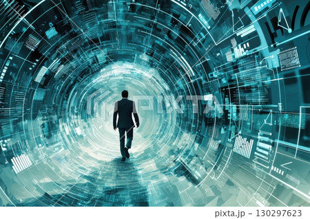 Businessperson Moving Forward in a Digital Environment 130297623