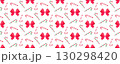 Candy cane Christmas background with cute red bow. Seamless coquette pattern with striped candy sticks, vector illustration for New Year's Eve or perfect themed seasonal holiday design 130298420