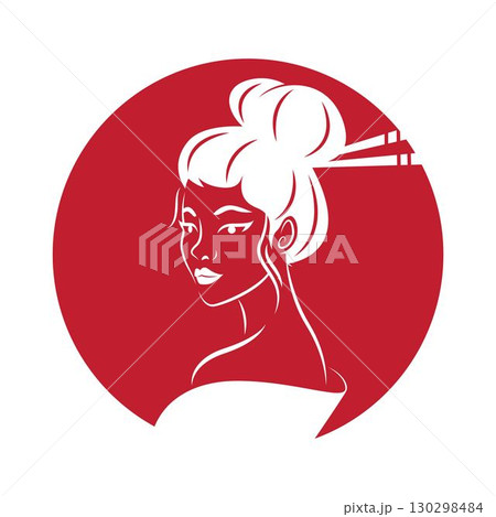 Geisha icon logo illustration Geisha icon logo illustration 130298484