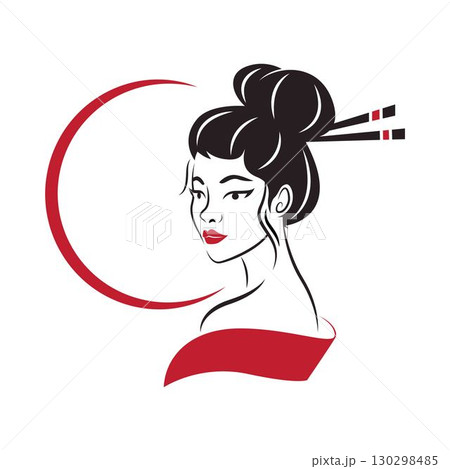 Geisha icon logo illustration 130298485