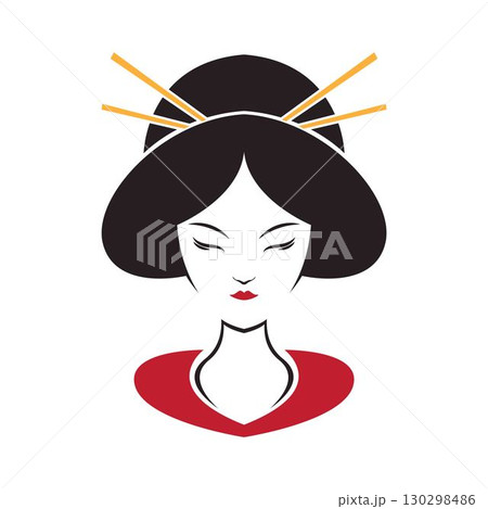 Geisha icon logo illustration 130298486