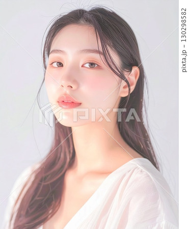 視線を向ける魅力的な女性のポートレート 130298582