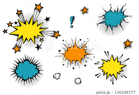 Speech bubbles with halftone shadows in cartoon, comic style. Speech bubbles with halftone shadows in cartoon, comic style. 130298777