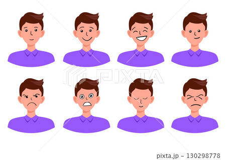 Portraits of man. Boy Avatar.  Male emotions. 130298778