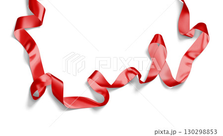 Blank red satin ribbon mockup, top view 130298853
