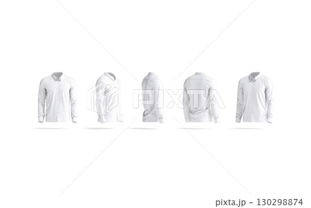 Blank white classic dress shirt mockup, different angles views 130298874