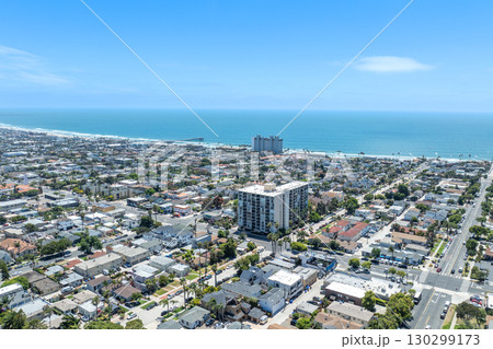 Aerial view of Pacific Beach and Ocean in San Diego, California Aerial view of Pacific Beach and Ocean in San Diego, California 130299173