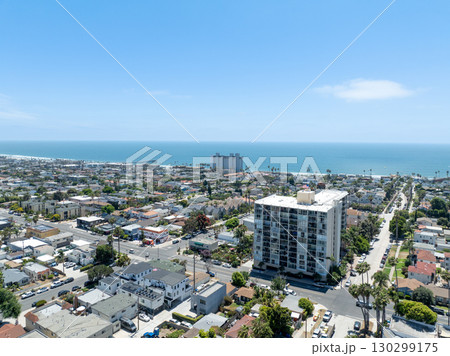 Aerial view of Pacific Beach and Ocean in San Diego, California Aerial view of Pacific Beach and Ocean in San Diego, California 130299175